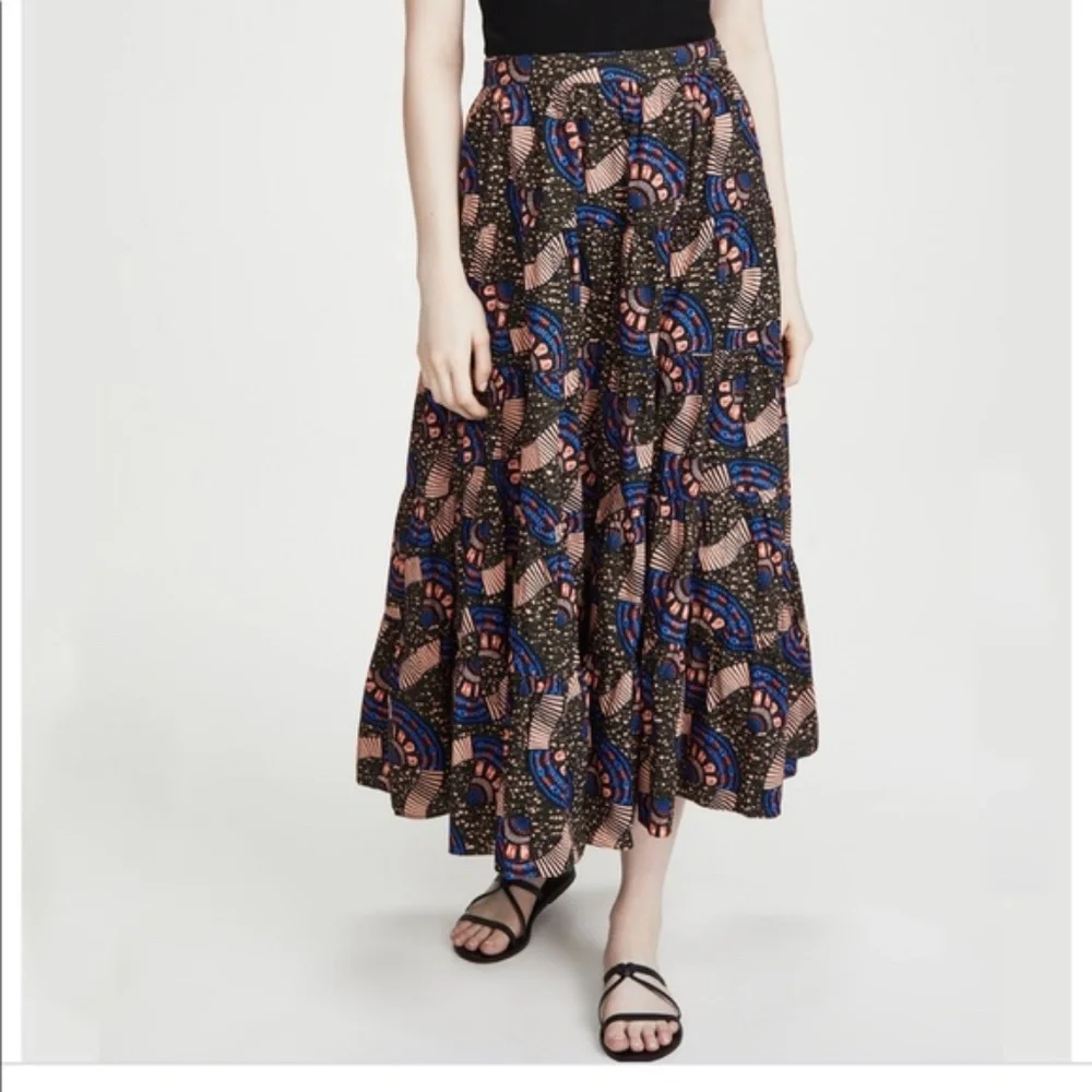 Ulla Johnson Sylvie Tiered Poplin Printed Skirt